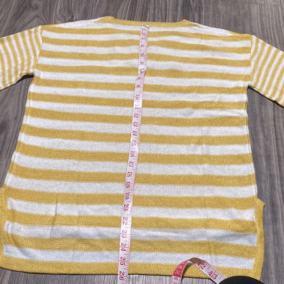 Misassy Loose Striped Sweater Top Bell Sleeve Lace Up Drawstring Knit Pullover M - Picture 4 of 6